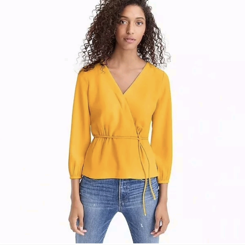 J. Crew Drapey crepe faux-wrap top 6